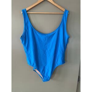 J.Crew Scoopneck OnePiece Swimsuit Blue Built-In Shelf Bra beach coastal summer